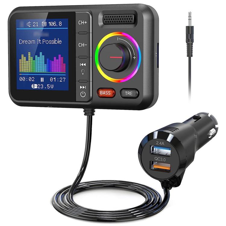 BT98 カラフルスクリーン 車載 Bluetooth MP3 プレーヤー FM