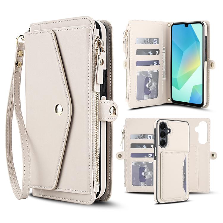 

For Samsung Galaxy S23 5G Multifunctional Wallet Detachable Leather Phone Case with Lanyard(White)