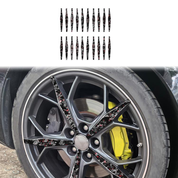 

20pcs/Set Forged Gold Foil Carbon Fiber Car Wheels Decorative Sticker for Chevrolet Corvette C8 2020-, Left and Right Driver(Red)