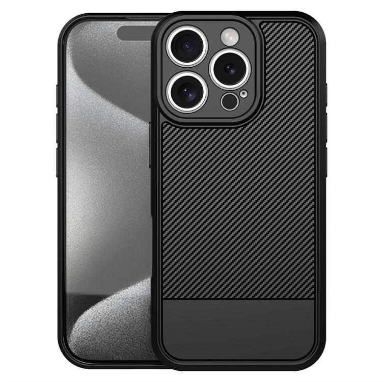 

For iPhone 16 Pro Max Carbon Fiber Series Fine Hole TPU Phone Case(Black)