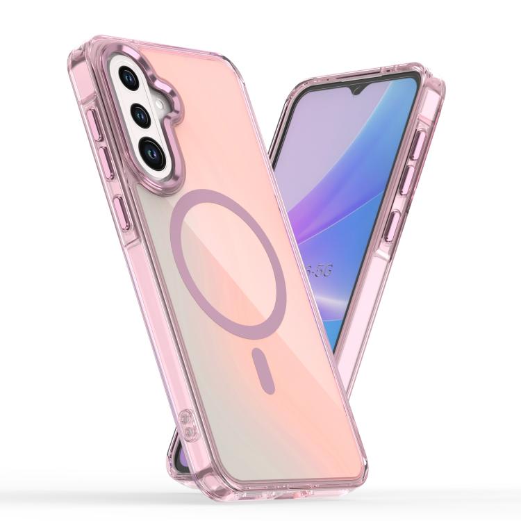 

For Samsung Galaxy A56 5G Plating Gradient Discolor MagSafe Phone Case(Pink)