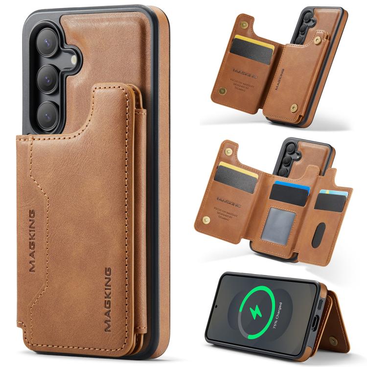 

For Samsung Galaxy S25 5G DG.MING MAGKING-K3 Series MagSafe RFID Card Bag Detachable Phone Case(Brown)