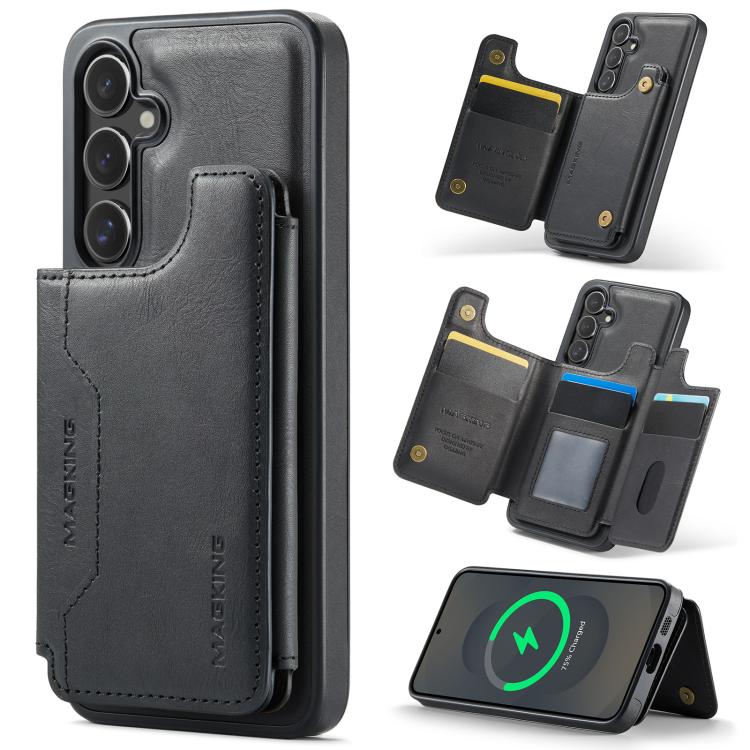 

For Samsung Galaxy S25+ 5G MAGKING K3 Series MagSafe RFID Card Bag Detachable Phone Case(Black)