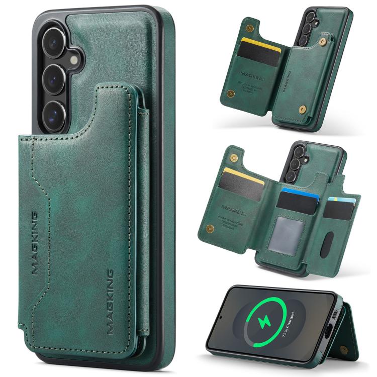 

For Samsung Galaxy S25+ 5G MAGKING K3 Series MagSafe RFID Card Bag Detachable Phone Case(Green)