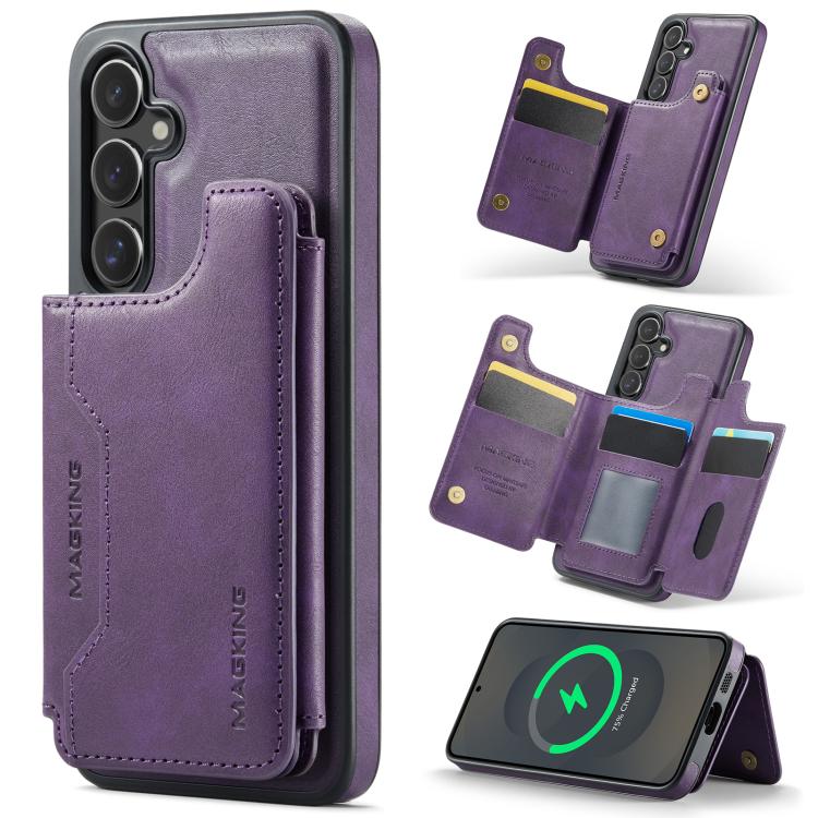 

For Samsung Galaxy S25+ 5G MAGKING K3 Series MagSafe RFID Card Bag Detachable Phone Case(Purple)