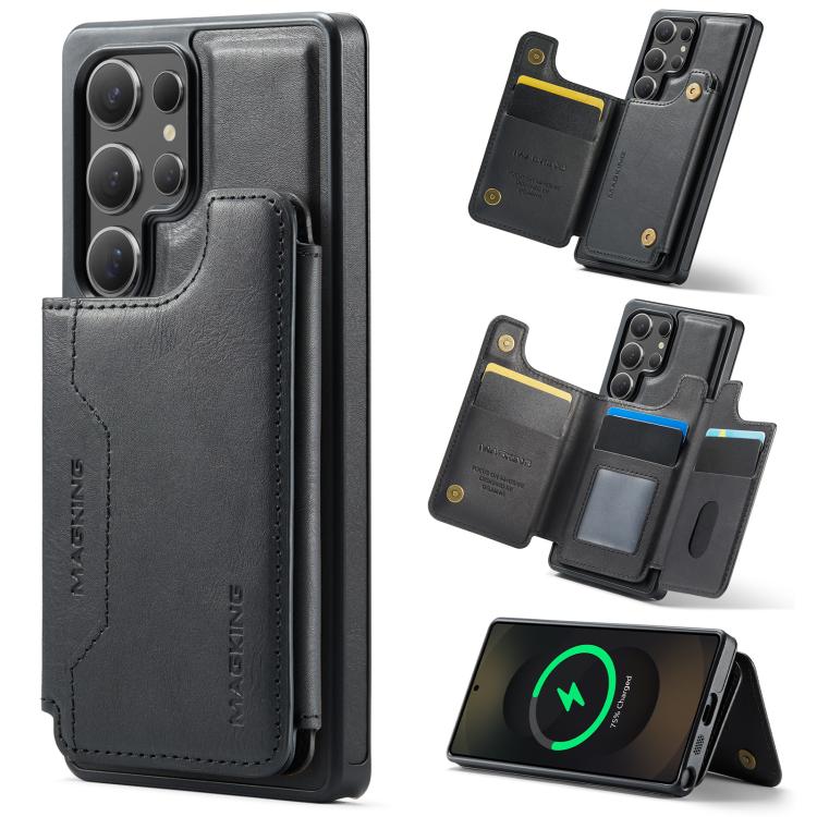 

For Samsung Galaxy S25 Ultra 5G DG.MING MAGKING-K3 Series MagSafe RFID Card Bag Detachable Phone Case(Black)