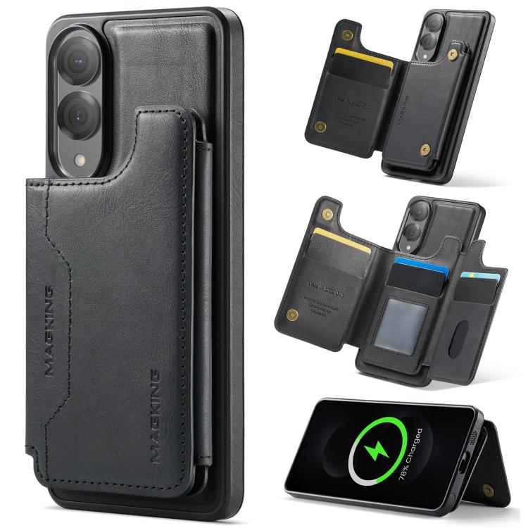 

For Samsung Galaxy S25 Edge 5G DG.MING MAGKING-K3 Series MagSafe RFID Card Bag Detachable Phone Case(Black)
