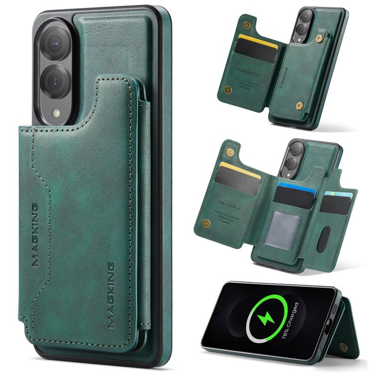 

For Samsung Galaxy S25 Edge 5G MAGKING K3 Series MagSafe RFID Card Bag Detachable Phone Case(Green)