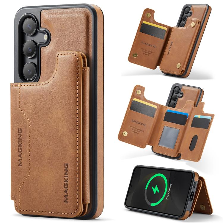 

For Samsung Galaxy S24 5G DG.MING MAGKING-K3 Series MagSafe RFID Card Bag Detachable Phone Case(Brown)