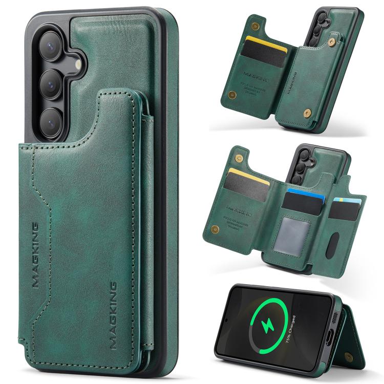 

For Samsung Galaxy S24 5G MAGKING K3 Series MagSafe RFID Card Bag Detachable Phone Case(Green)