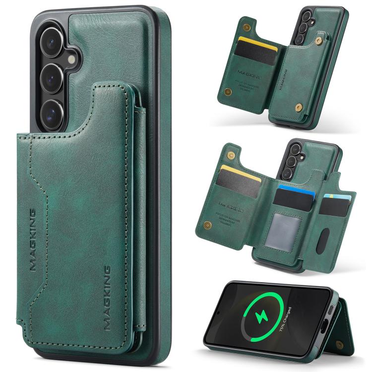 

For Samsung Galaxy S24+ 5G MAGKING K3 Series MagSafe RFID Card Bag Detachable Phone Case(Green)