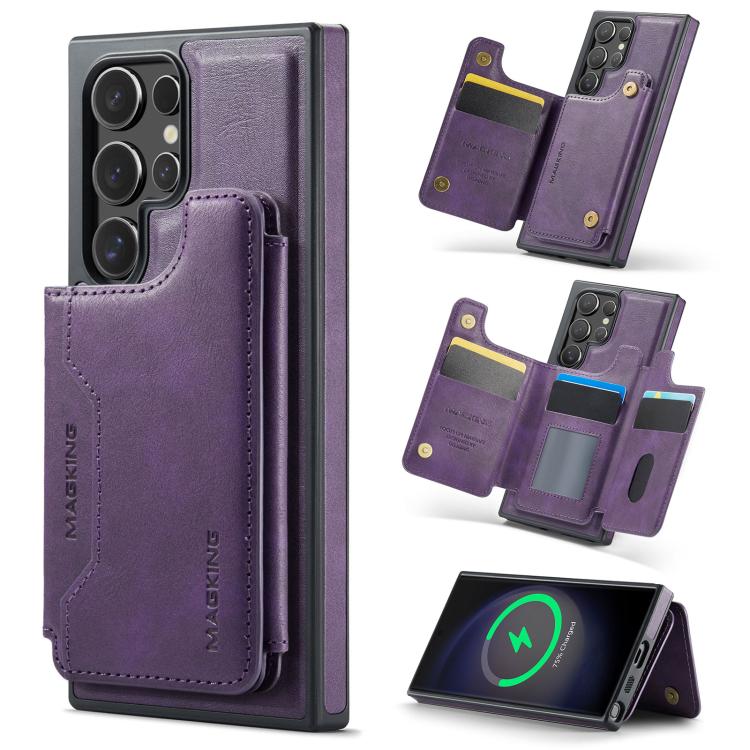 

For Samsung Galaxy S23 Ultra 5G MAGKING K3 Series MagSafe RFID Card Bag Detachable Phone Case(Purple)