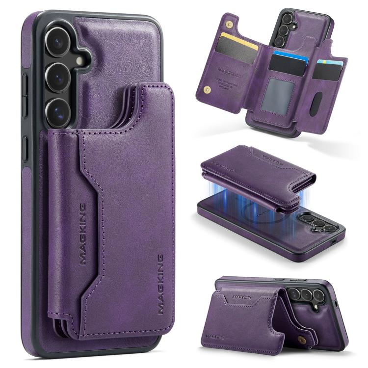

For Samsung Galaxy S25 FE 5G MAGKING K3 Series MagSafe RFID Card Bag Detachable Phone Case(Purple)
