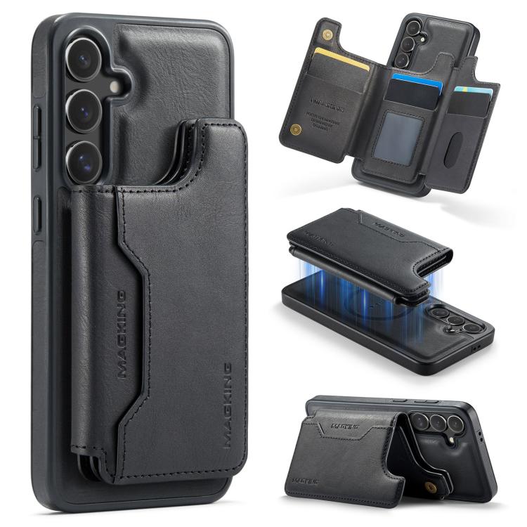 

For Samsung Galaxy S24 FE 5G MAGKING K3 Series MagSafe RFID Card Bag Detachable Phone Case(Black)