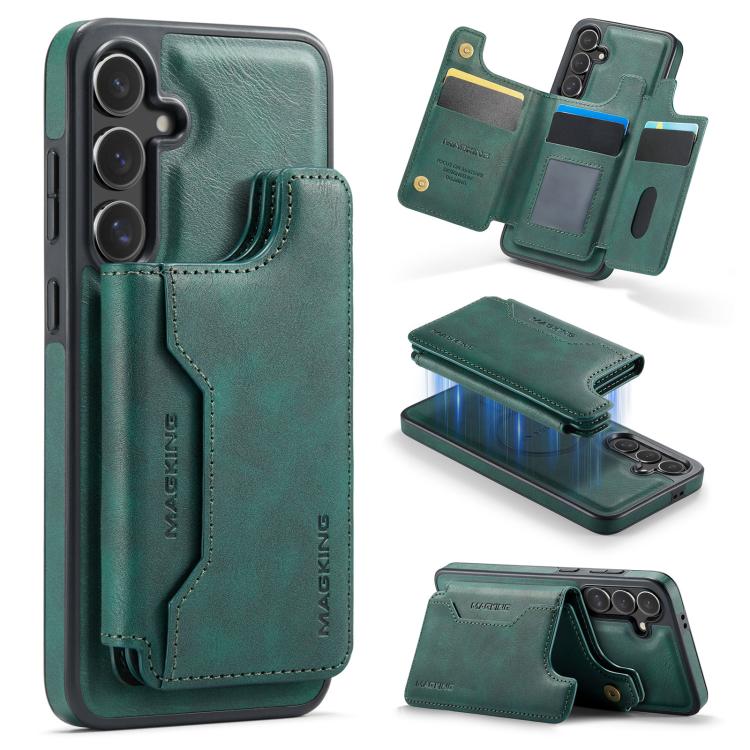 

For Samsung Galaxy S24 FE 5G MAGKING K3 Series MagSafe RFID Card Bag Detachable Phone Case(Green)