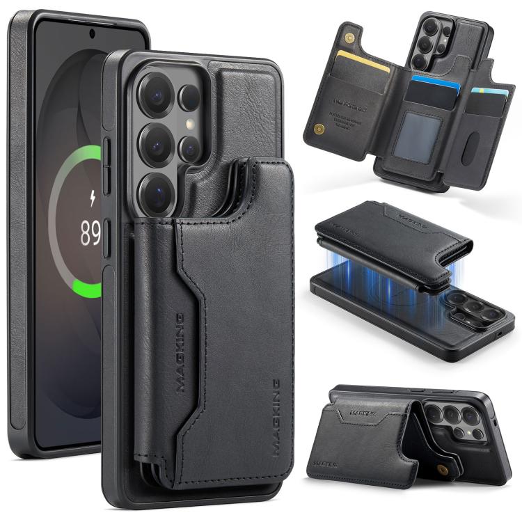 

For Samsung Galaxy S26 Ultra 5G MAGKING K3 Series MagSafe RFID Card Bag Detachable Phone Case(Black)