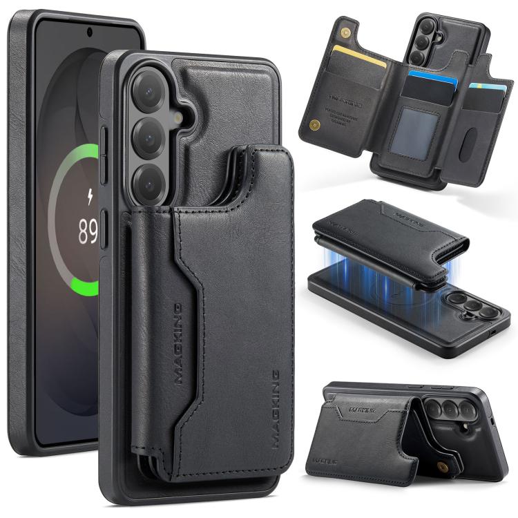 

For Samsung Galaxy S26+ 5G MAGKING K3 Series MagSafe RFID Card Bag Detachable Phone Case(Black)