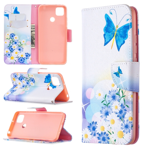 

For Xiaomi Redmi 9C Colored Drawing Pattern Horizontal Flip Leather Case with Holder & Card Slots & Wallet(Butterflies Love Flower)
