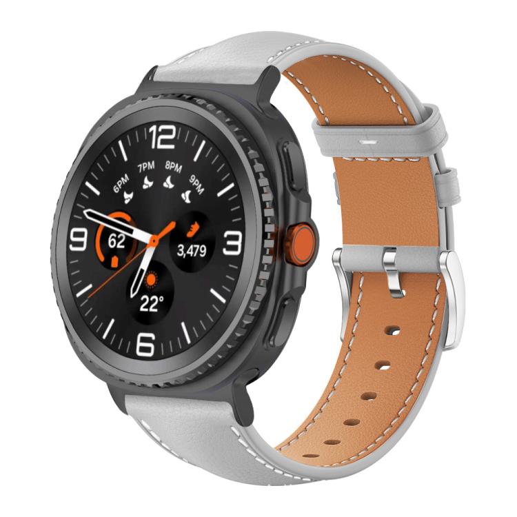

For Samsung Galaxy Watch8 / Watch8 Classic 20mm xDfind Flat Head Black Shark Fine Grain Leather Watch Band(Grey)