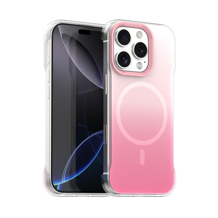 

For iPhone 16 Pro Max Borderless Series Magnetic MagSafe Gradient Color Phone Case(Pink)