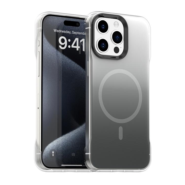 

For iPhone 15 Pro Borderless Series Magnetic MagSafe Gradient Color Phone Case(Black)