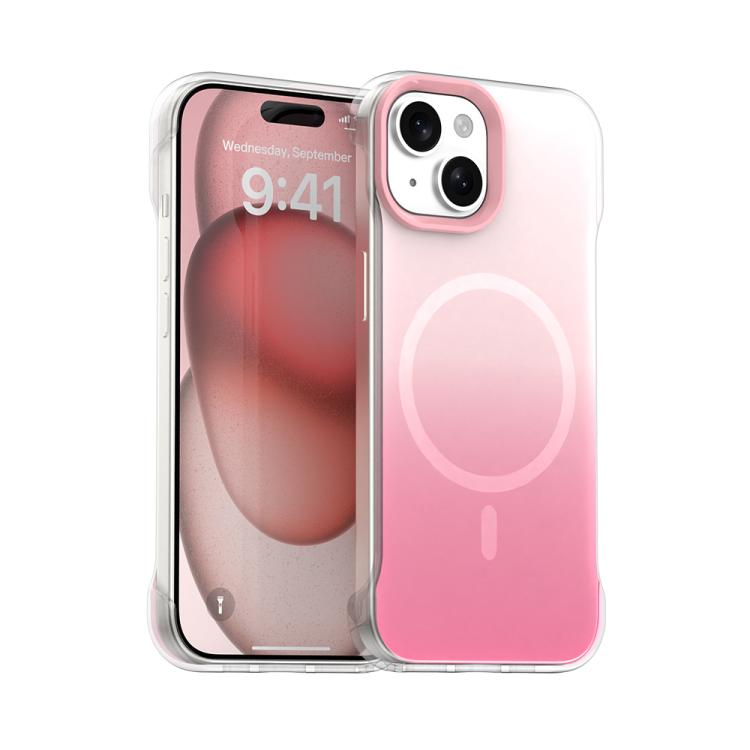 

For iPhone 15 Plus Borderless Series Magnetic MagSafe Gradient Color Phone Case(Pink)