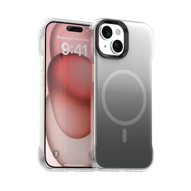 

For iPhone 15 Plus Borderless Series Magnetic MagSafe Gradient Color Phone Case(Black)