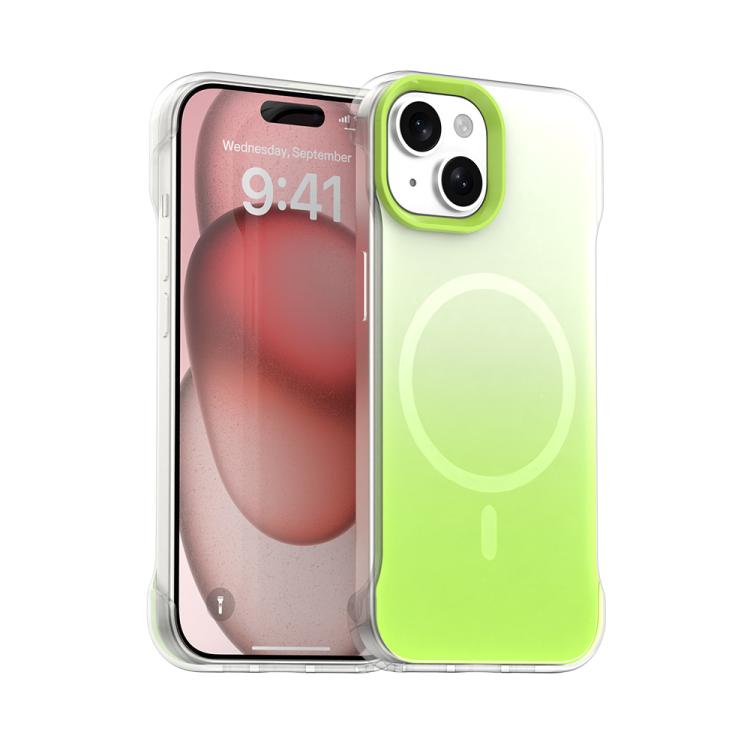 

For iPhone 15 Borderless Series Magnetic MagSafe Gradient Color Phone Case(Green)
