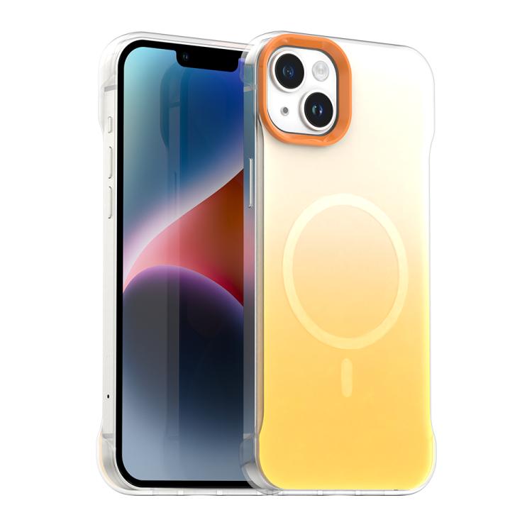 

For iPhone 14 Plus Borderless Series Magnetic MagSafe Gradient Color Phone Case(Yellow)