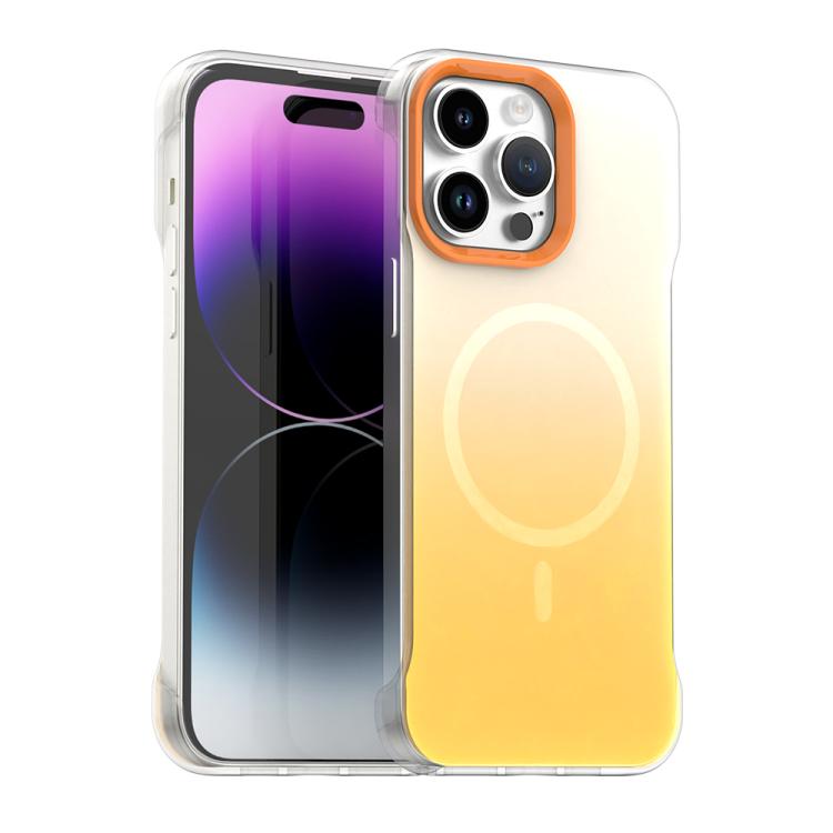 

For iPhone 14 Pro Max Borderless Series Magnetic MagSafe Gradient Color Phone Case(Yellow)