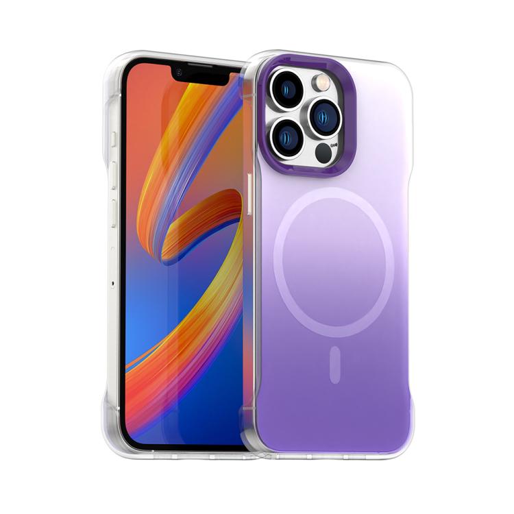 

For iPhone 12 Pro Max Borderless Series Magnetic MagSafe Gradient Color Phone Case(Purple)