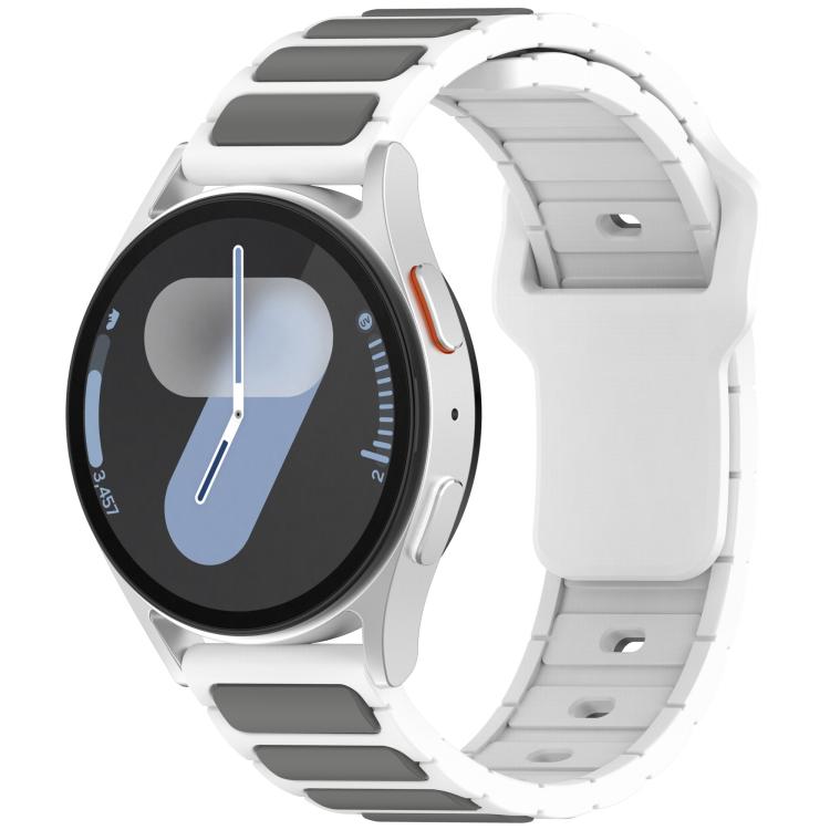 

18mm I-Shaped Dual Color Silicone Watch Band(White Grey)