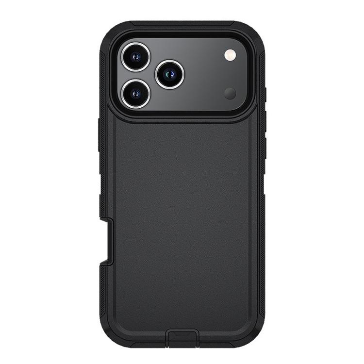 

For iPhone 17 Pro Kalebol Shockproof PC Hybrid TPU Phone Case with Back Clip(Black)