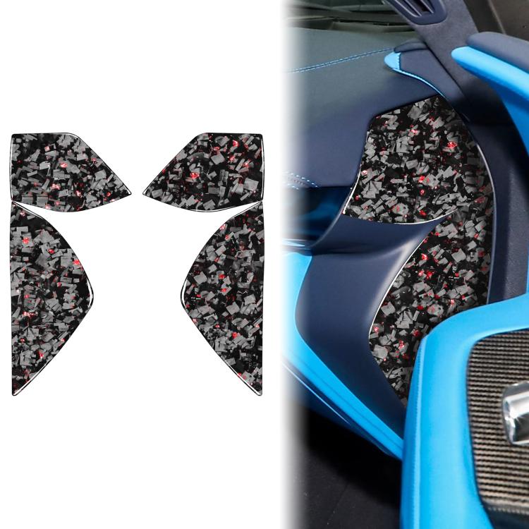 

4pcs/Set Forged Gold Foil Carbon Fiber Car Front Slot Decorative Sticker for Chevrolet Corvette C8 2020-, Left and Right Driver(Red)