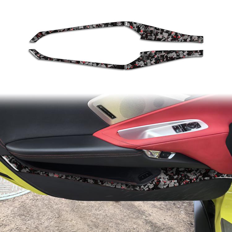 

4pcs/Set Forged Gold Foil Carbon Fiber Car Door Storage Panel Decorative Sticker for Chevrolet Corvette C8 2020-, Left and Right Driver(Red)