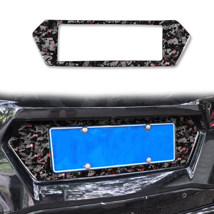 

Forged Gold Foil Carbon Fiber Car Rear License Plate Frame Decorative Sticker for Chevrolet Corvette C8 2020-, Left and Right Driver(Red)