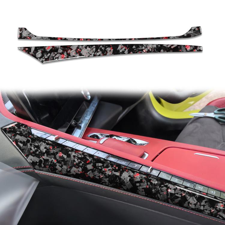 

2pcs/Set Forged Gold Foil Carbon Fiber Car Center Console Side Decorative Sticker for Chevrolet Corvette C8 2020-, Right Driver(Red)