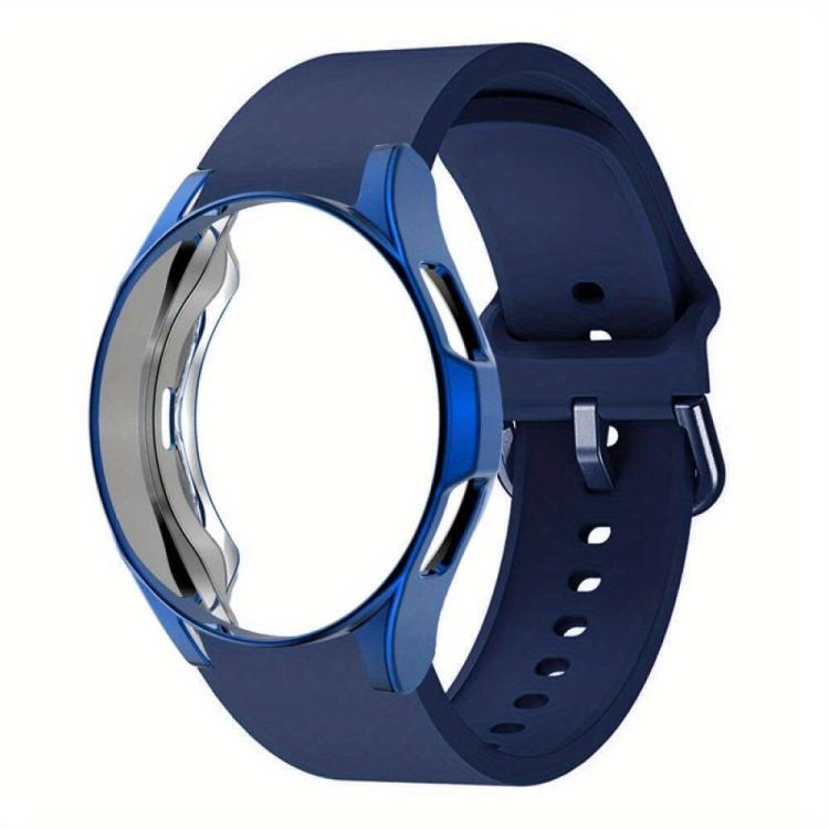 

For Samsung Galaxy Watch 7 44mm Silicone Watch Band with PC Case(Dark Blue)