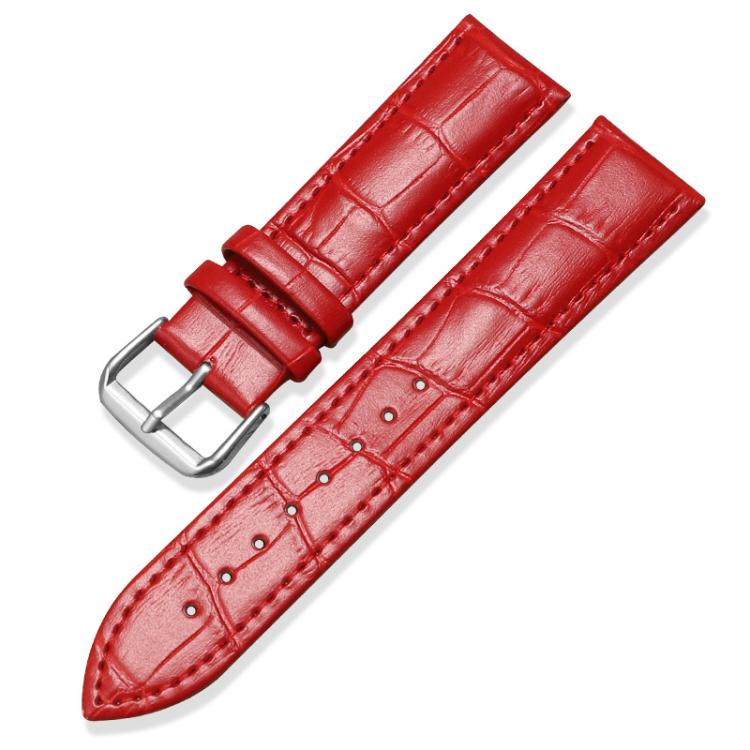 

18mm xDfind Bamboo Texture Pin Buckle Leather Watch Band(Red)