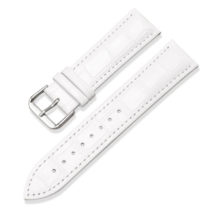 22mm xDfind Bamboo Texture Pin Buckle Leather Watch Band(White)