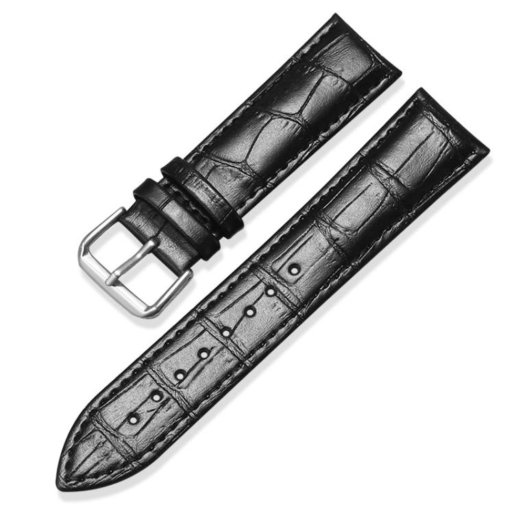 

22mm xDfind Bamboo Texture Pin Buckle Leather Watch Band(Black)