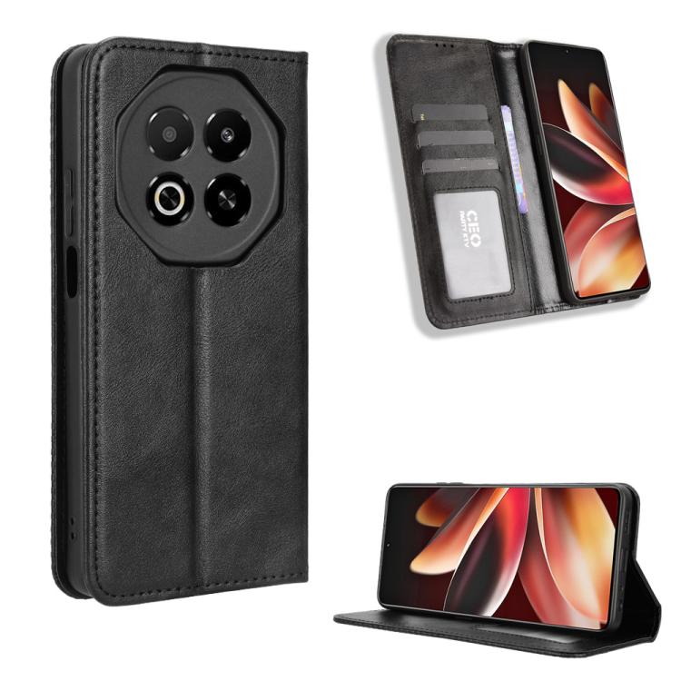 

For Meizu Note 16 5G Magnetic Buckle Retro Texture Leather Phone Case(Black)