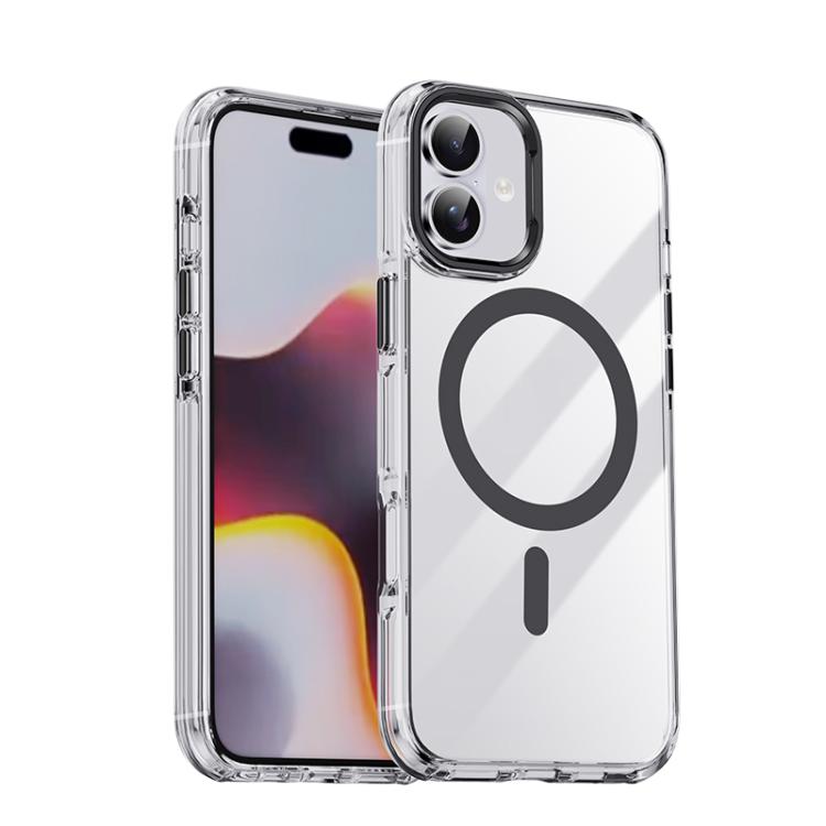 

For iPhone 16 Plus iPAKY Mingxing Series MagSafe Magnetic Shockproof PC+TPU Phone Case(Transparent + Black)