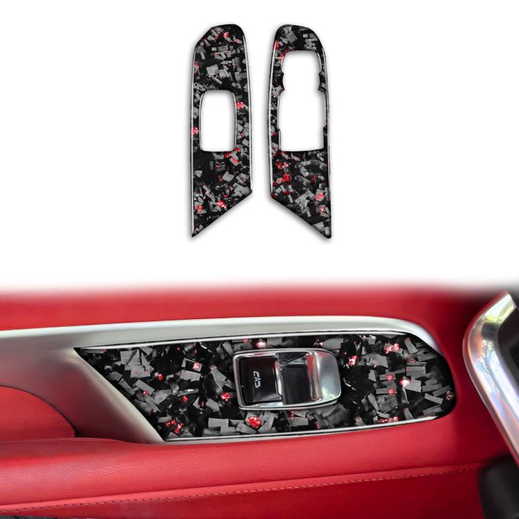 

2pcs/Set Forged Gold Foil Carbon Fiber Car Window Lift Decorative Sticker for Chevrolet Corvette C8 2020-, Right Driver(Red)