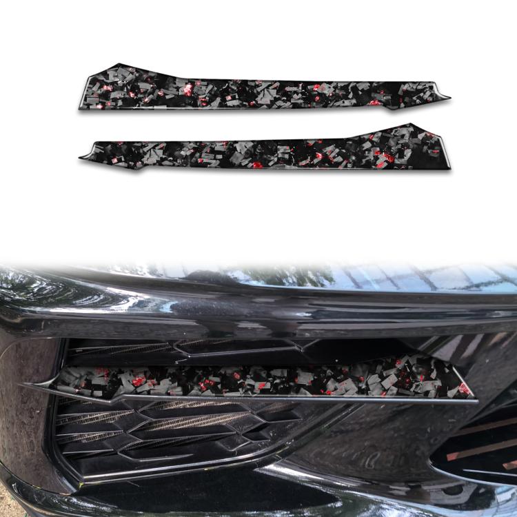 

2pcs/Set Forged Gold Foil Carbon Fiber Car Front Sides Air Vents Decorative Sticker for Chevrolet Corvette C8 2020-, Left and Right Driver(Red)