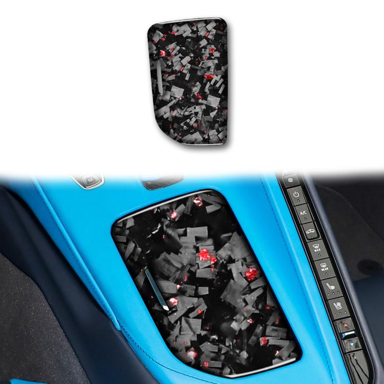 

Forged Gold Foil Carbon Fiber Car Central Control Cup Cover Decorative Sticker for Chevrolet Corvette C8 2020-, Left Driver(Red)