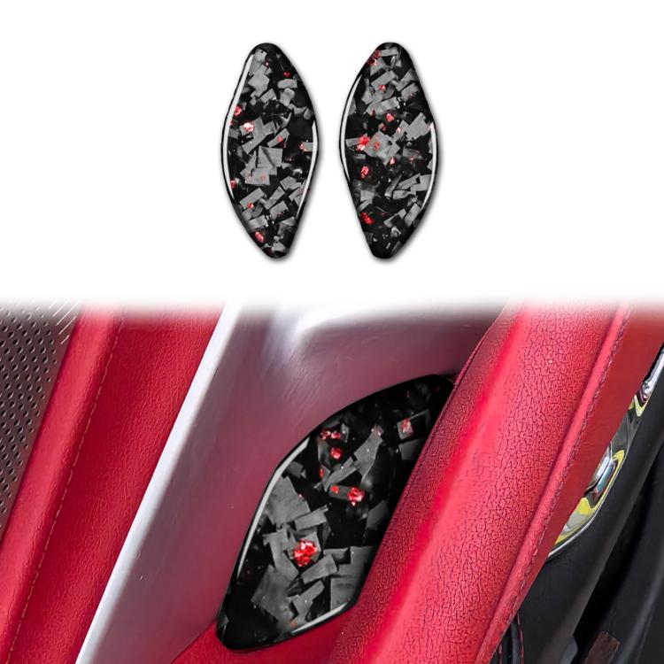 

2pcs/Set Forged Gold Foil Carbon Fiber Car Inside Door Bowl Decorative Sticker for Chevrolet Corvette C8 2020-, Left and Right Driver(Red)