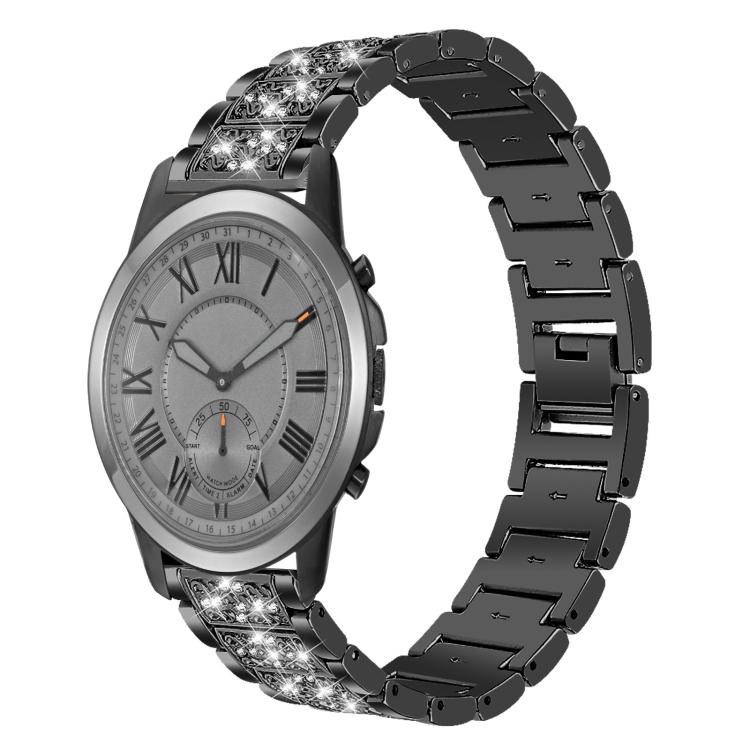 

For Fossil Q Machine Hybrid Watch 22mm xDfind Diamond Jewelry Stainless Steel Watch Band(Black)
