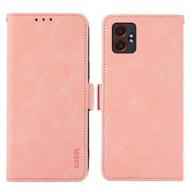 

For Samsung Galaxy XCover7 Pro ABEEL Frosted Magnetic RFID Leather Phone Case(Pink)