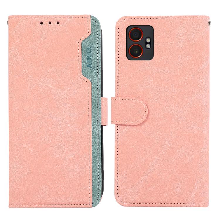 

For Samsung Galaxy XCover7 Pro ABEEL Color Block Magnetic RFID Leather Phone Case(Pink-Cyan)